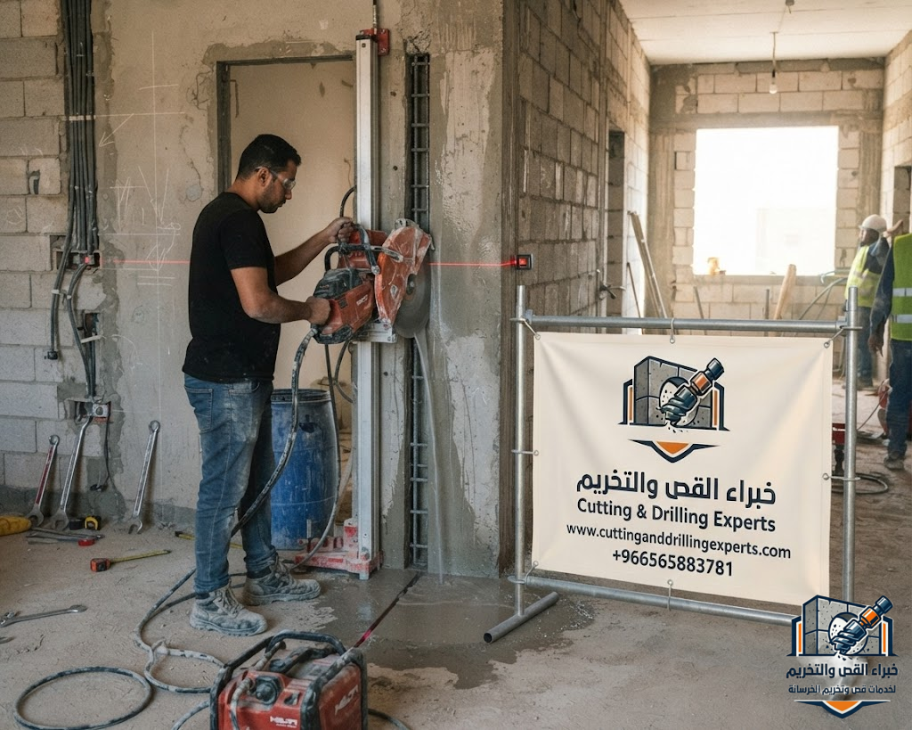 قص الجدران والأسقف الخرسانية باستخدام Wall Saw مع تقليل الاهتزاز والتكسير والحفاظ على دقة الفتحات